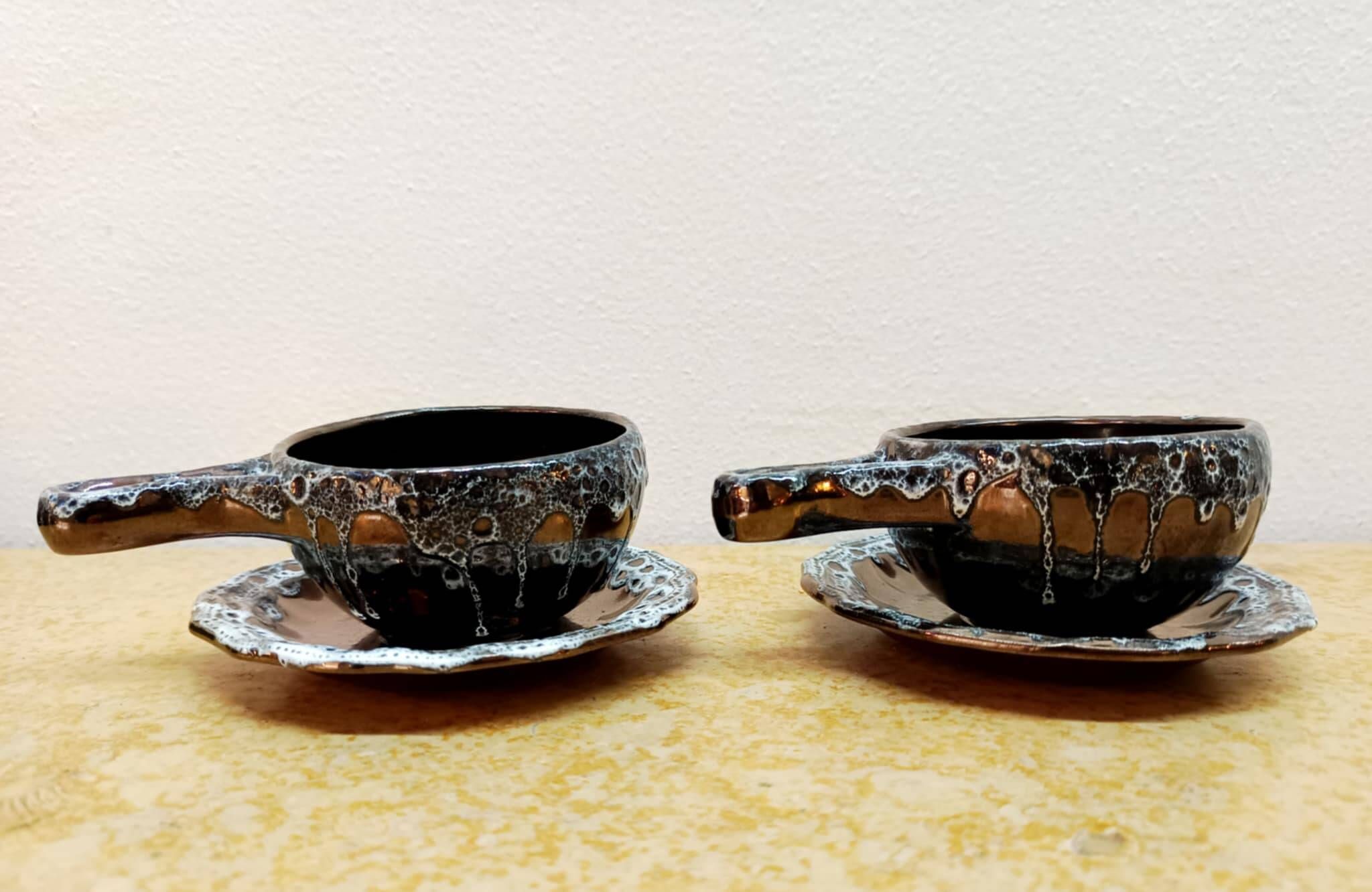 Six tasses à café vintage Sars Poteries 1960