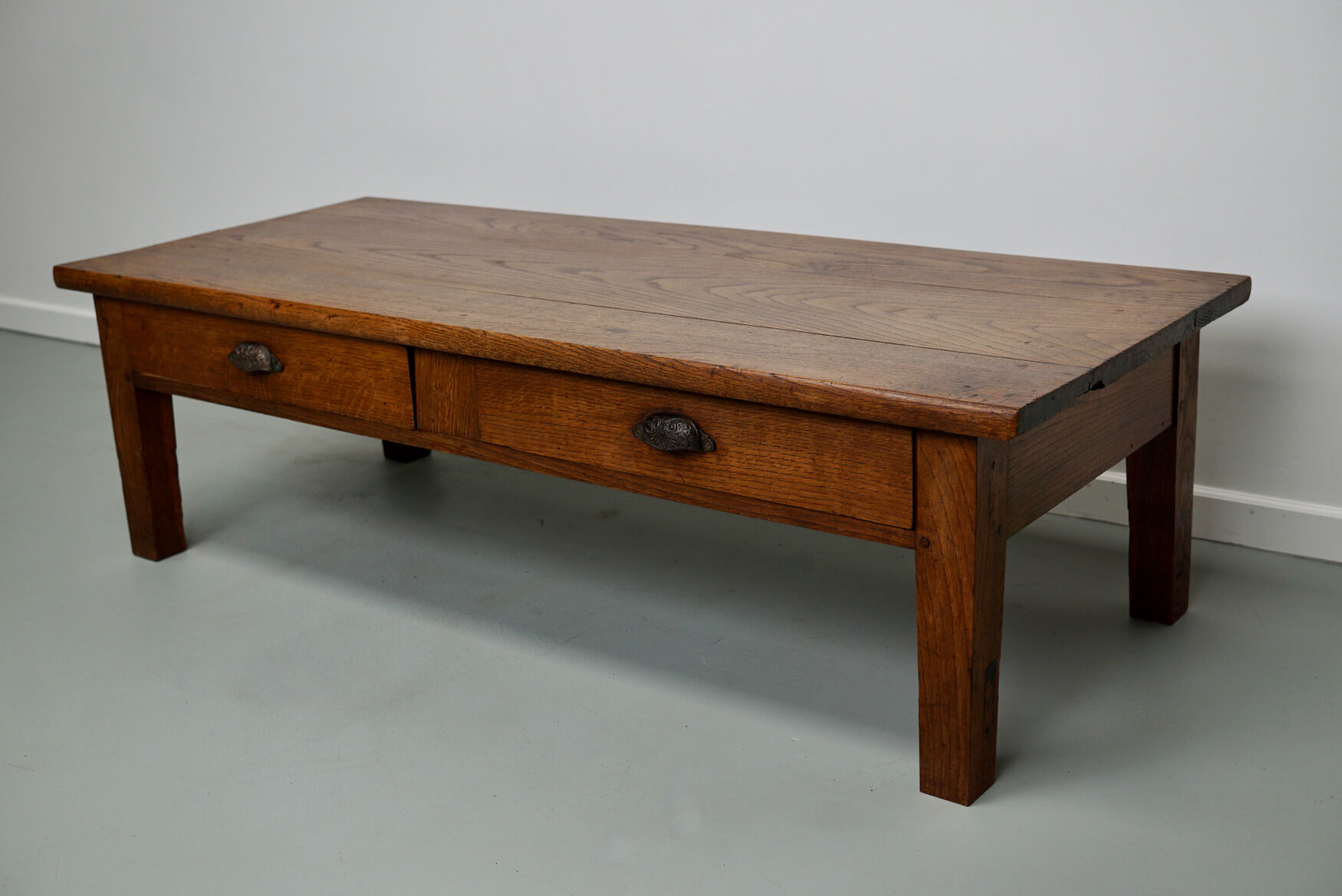 French xixth century farmhouse rustic oak coffee table