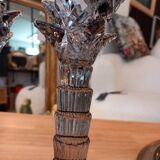 Pair of candlesticks. Blue/gray glass