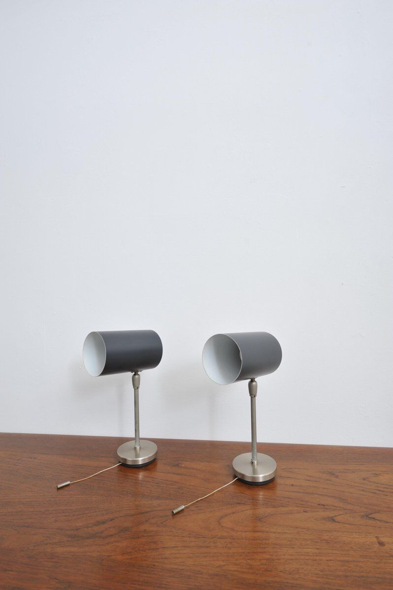 Set of 2x Black wall lamps by Kaiser Idell / Kaiser Leuchten, 1960s