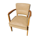 Office armchair from the 50s in beech tinted sycamore and moleskine