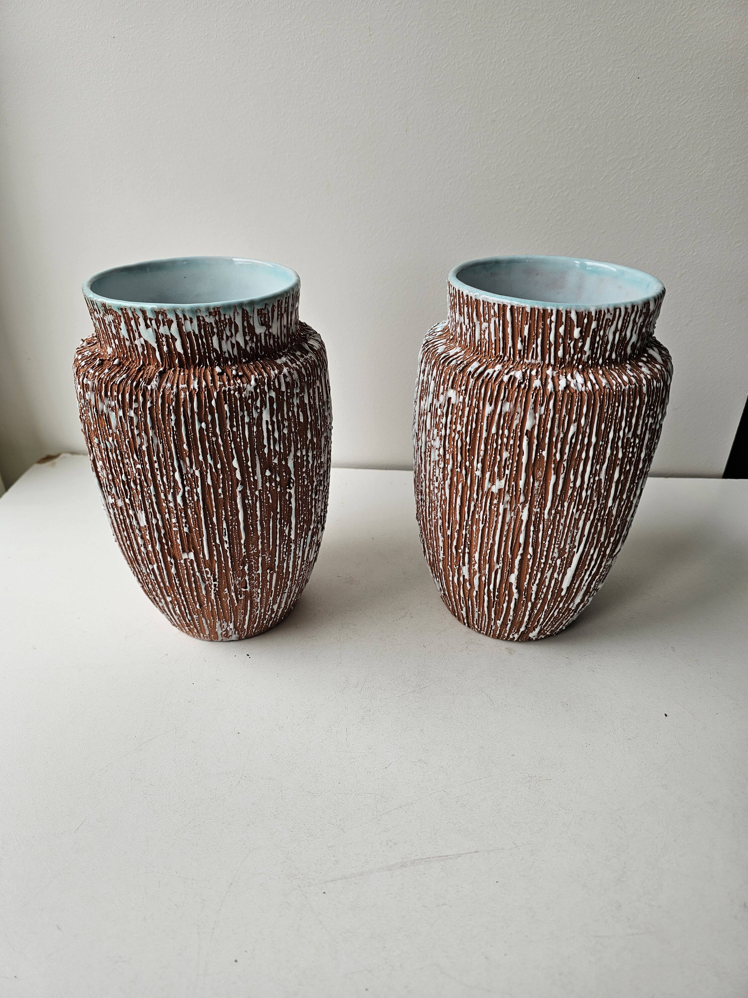 Pair of 1950s ceramic vases signed BFK A ART by Ernest d'Hossche
