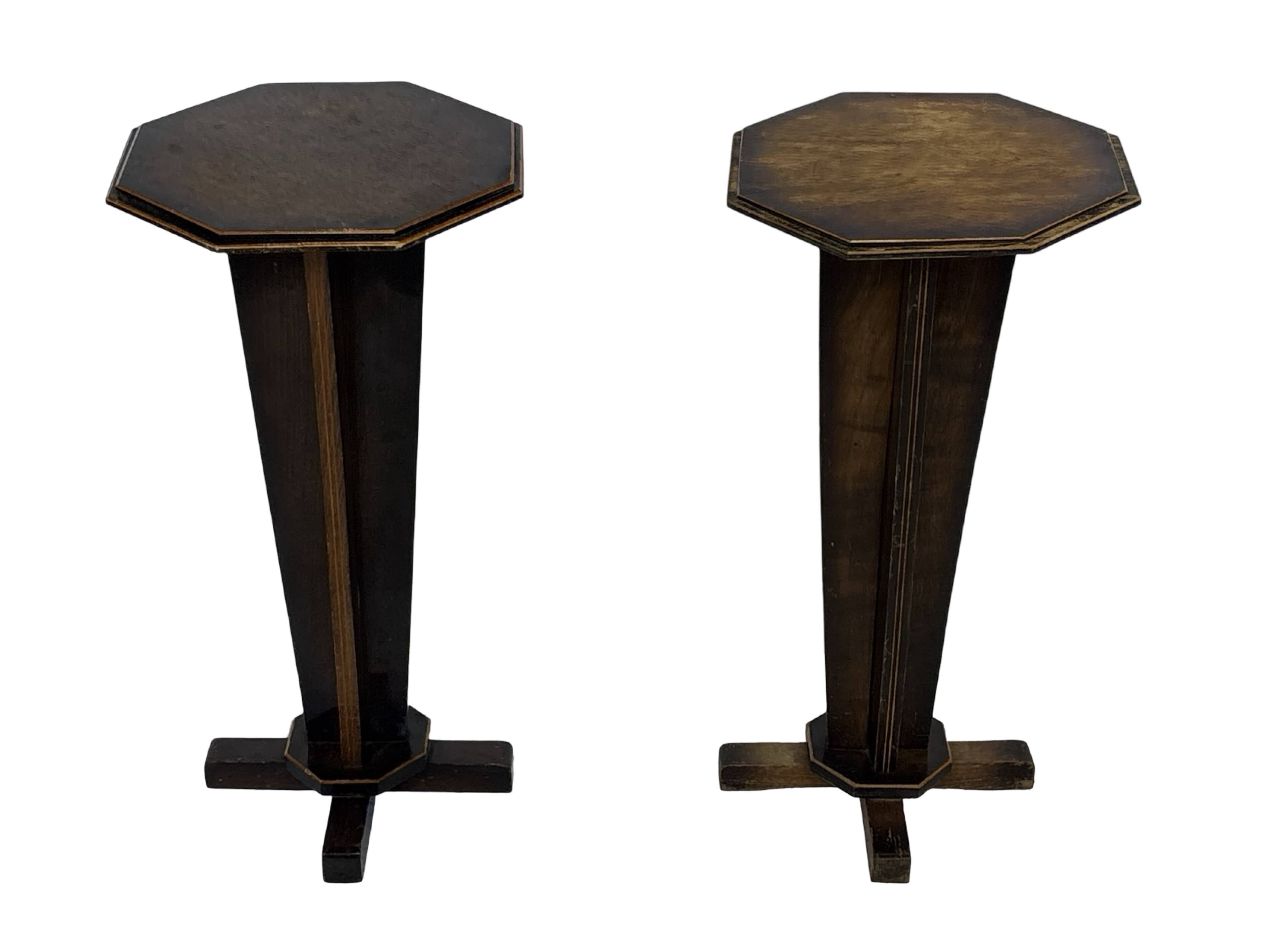 Art Deco side table plant table set of two design oak