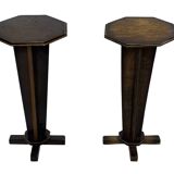 Art Deco side table plant table set of two design oak