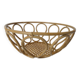 coupe à fruits en métal imitation rotin et cannage design vintage