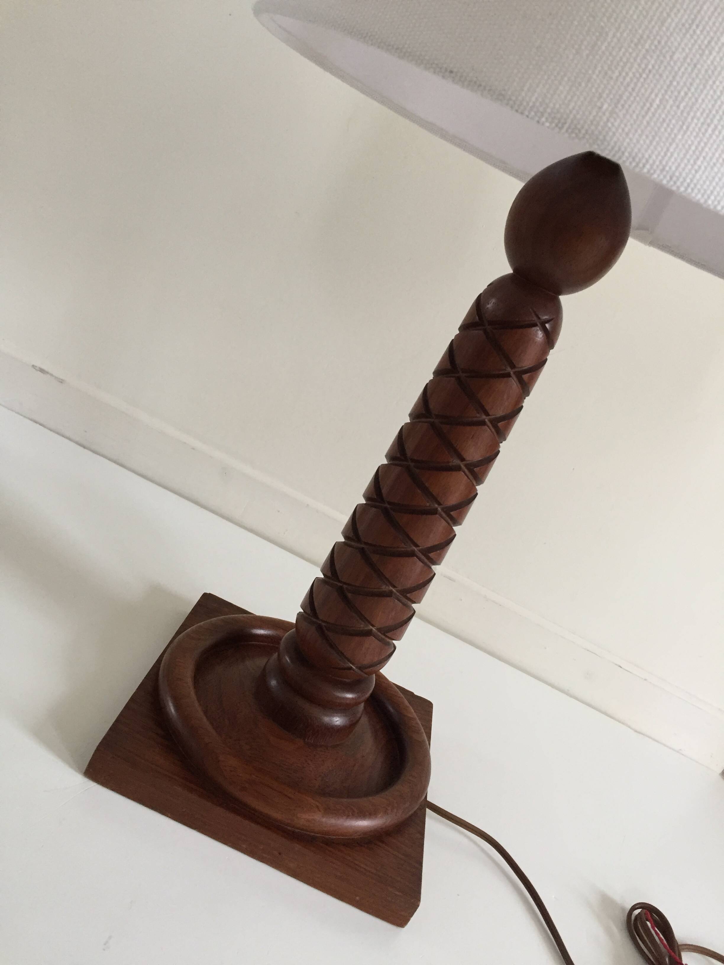 Art deco lamp rosewood carved