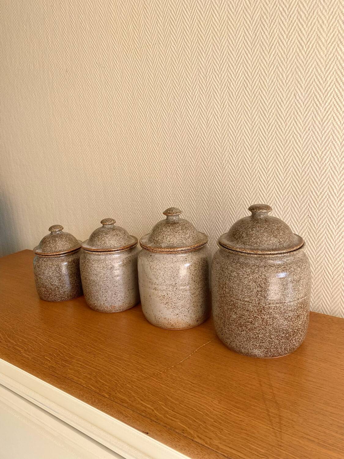 Stoneware kitchen pot signed CR