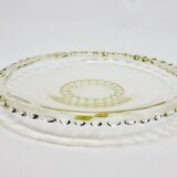 Coupe plate plat verre soufflé moulé coloré jaune miel Pierre D’Avesn Art Déco
