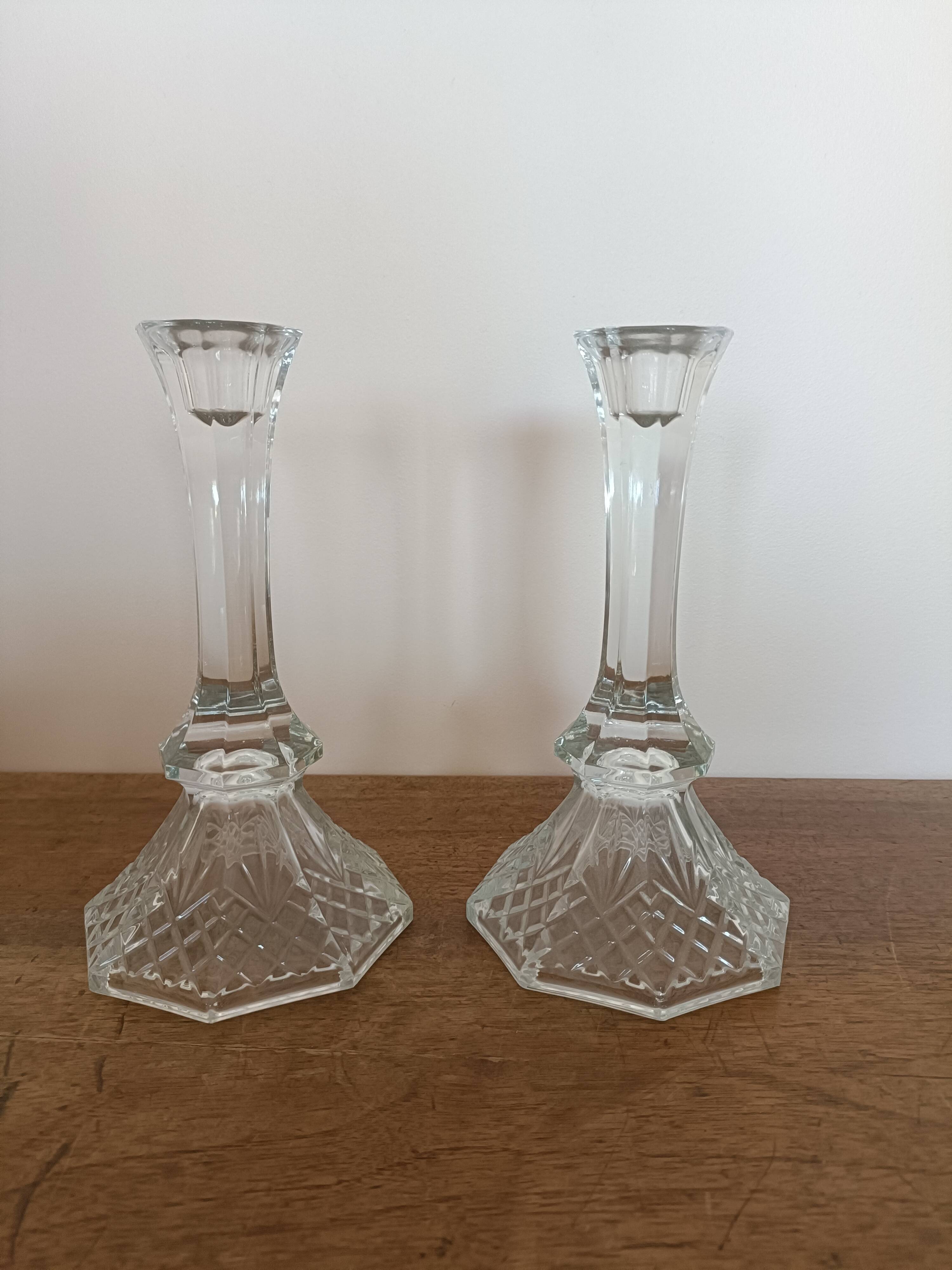 Pair of avon lead crystal candle holders