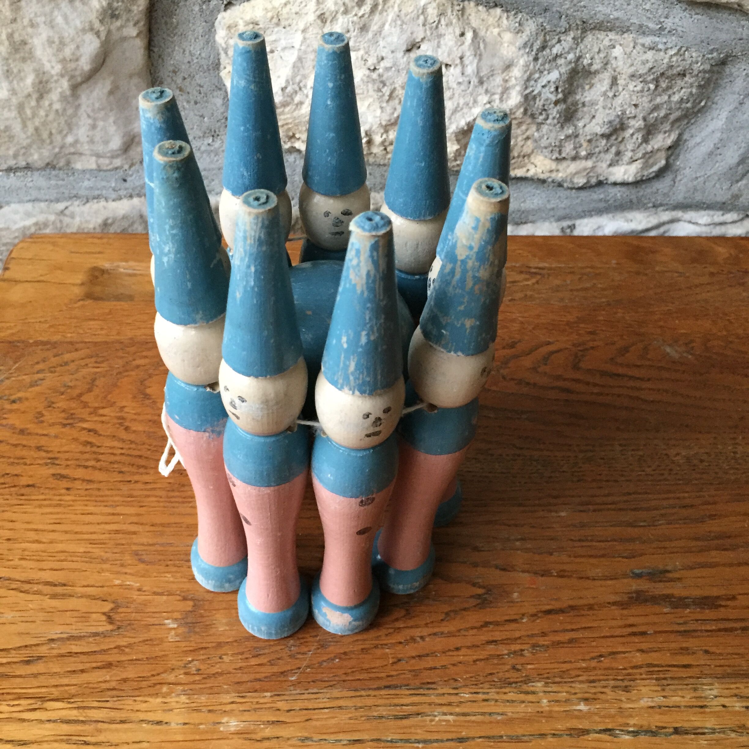 Former pierrot theme wooden bowling game