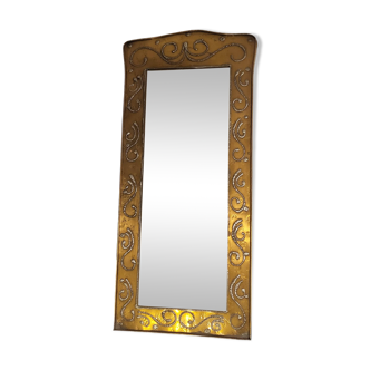 Brass and pewter inlaid mirror, 1970