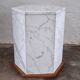 Italian hexagonal Carrara marble monolith side table / pedestal