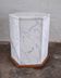 Italian hexagonal Carrara marble monolith side table / pedestal