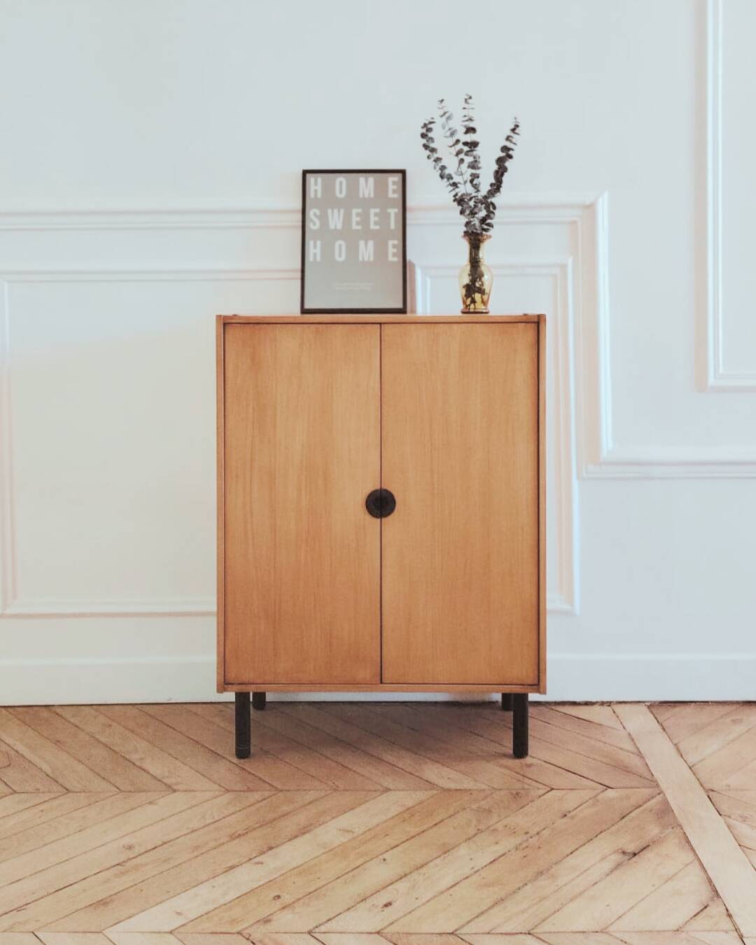 Meuble à chaussures moderniste vintage rénové, années 60