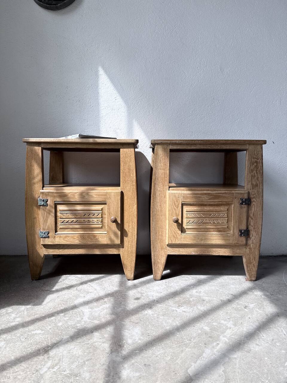 Pair of oak bedside tables 1950