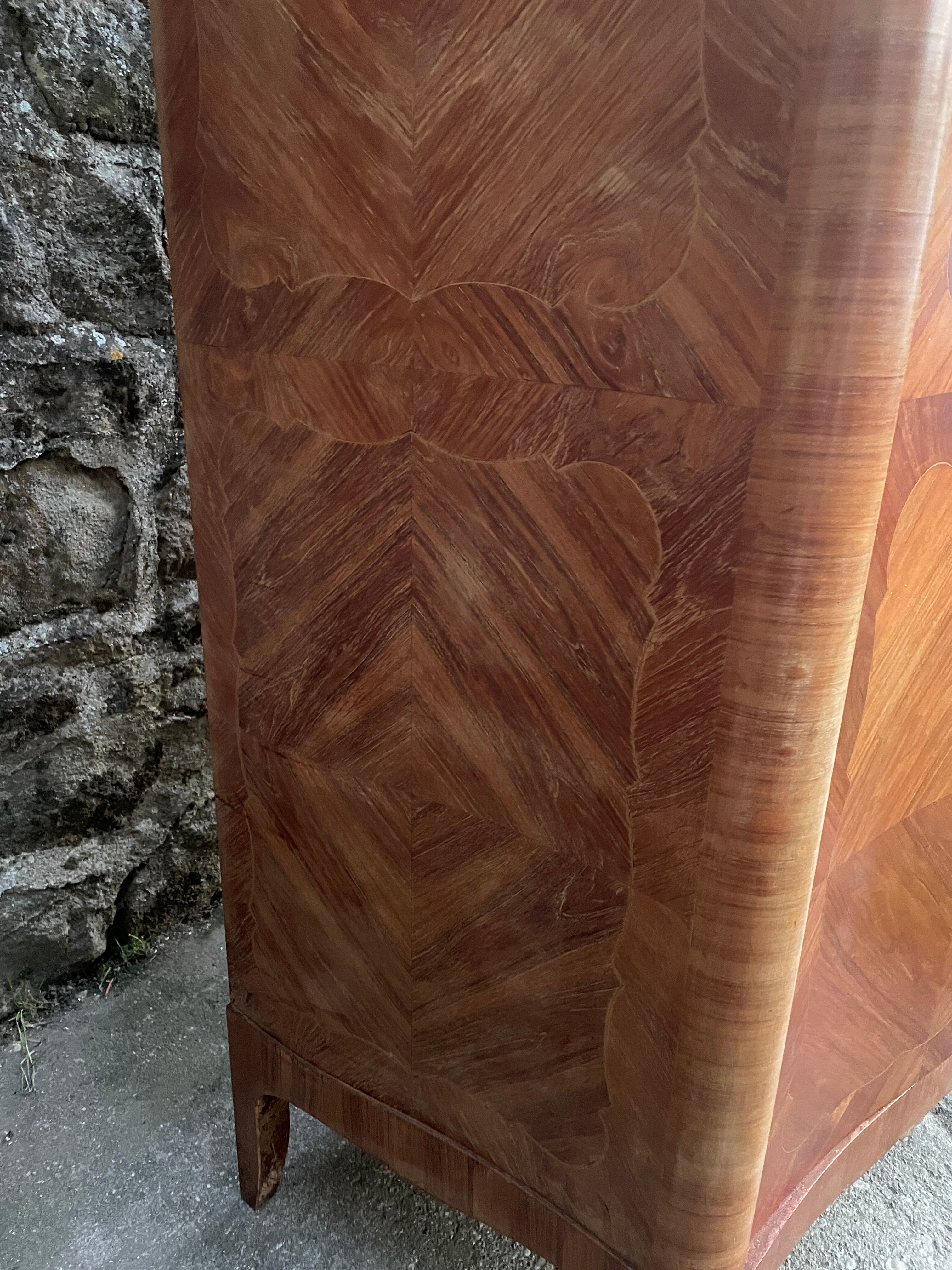 Wardrobe linen Louis XV marquetry matt rosewood