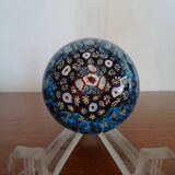 Millefiori Murano paperweight - Blue background - Ø 6,5 cm