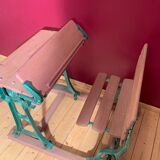 Cast iron and wood school desk