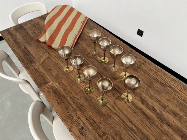 9 verres ancien en métal argenté et laiton