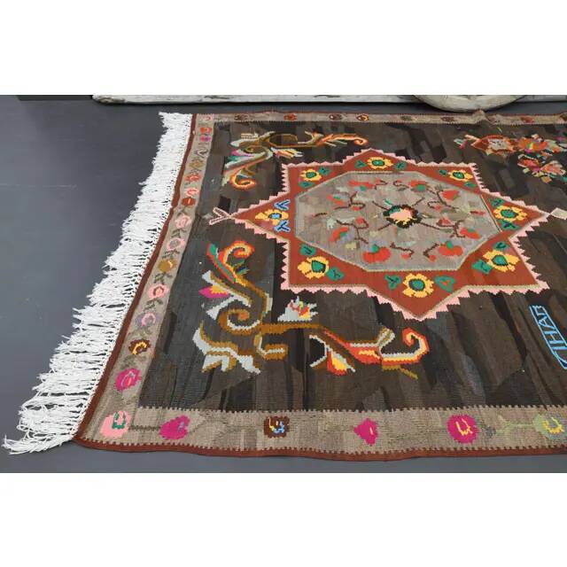 Vintage Turkish Oushak Handmade Wool Cotton Orange Area Rug 187x310