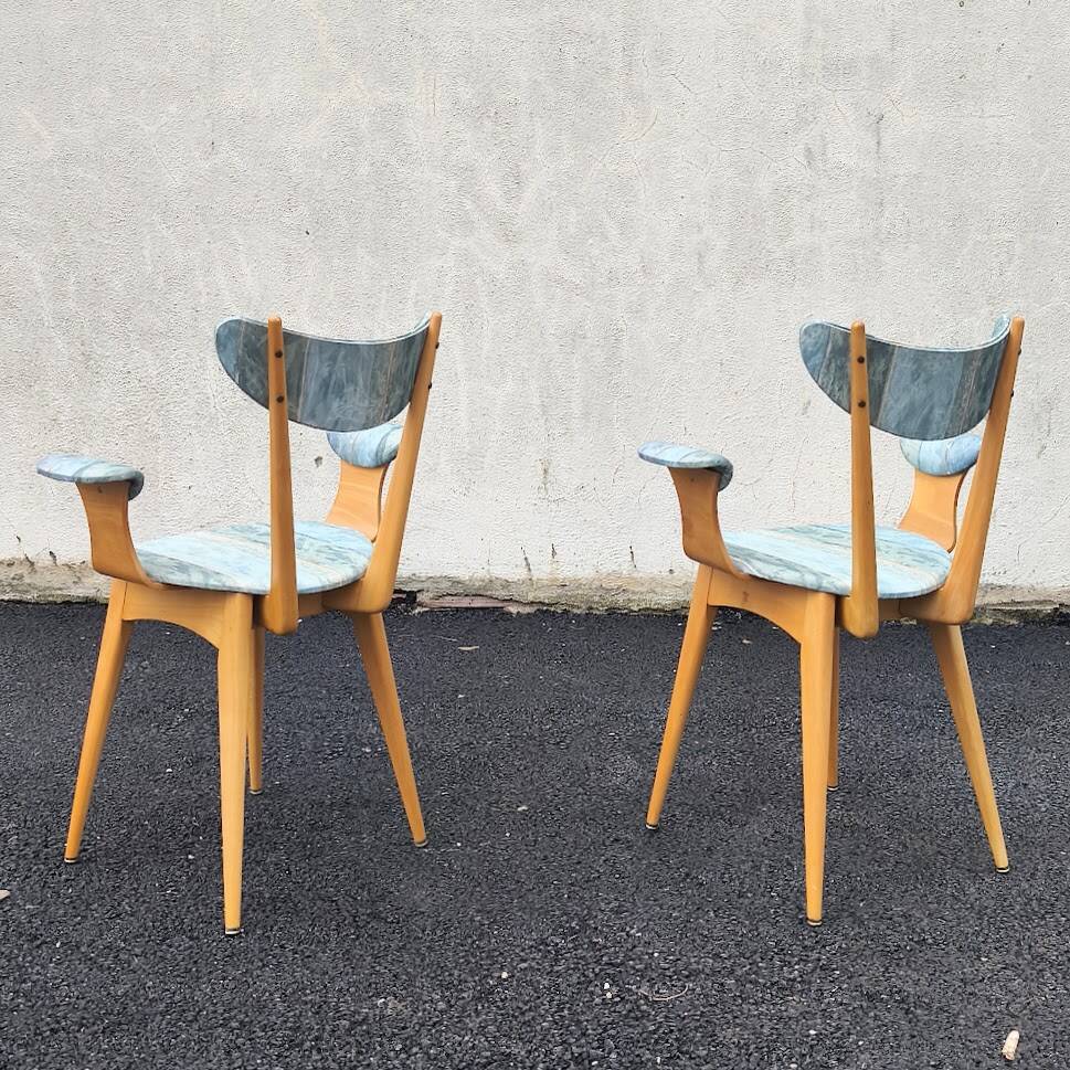 Pair of wooden armchairs, 1960