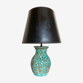 Lampe de céramique italienne vernissée 1960 mid century Bitossi turquoise