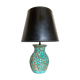 Italian glazed ceramic lamp 1960 mid century Bitossi turquoise