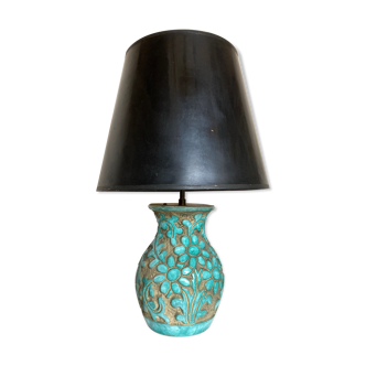 Lampe de céramique italienne vernissée 1960 mid century Bitossi turquoise
