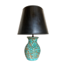 Italian glazed ceramic lamp 1960 mid century Bitossi turquoise