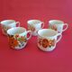 5 cups vintage mugs décor flowers orange Monopoli