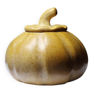 Vintage carved and polished stone box, pumpkin vintage craft 1980-1990