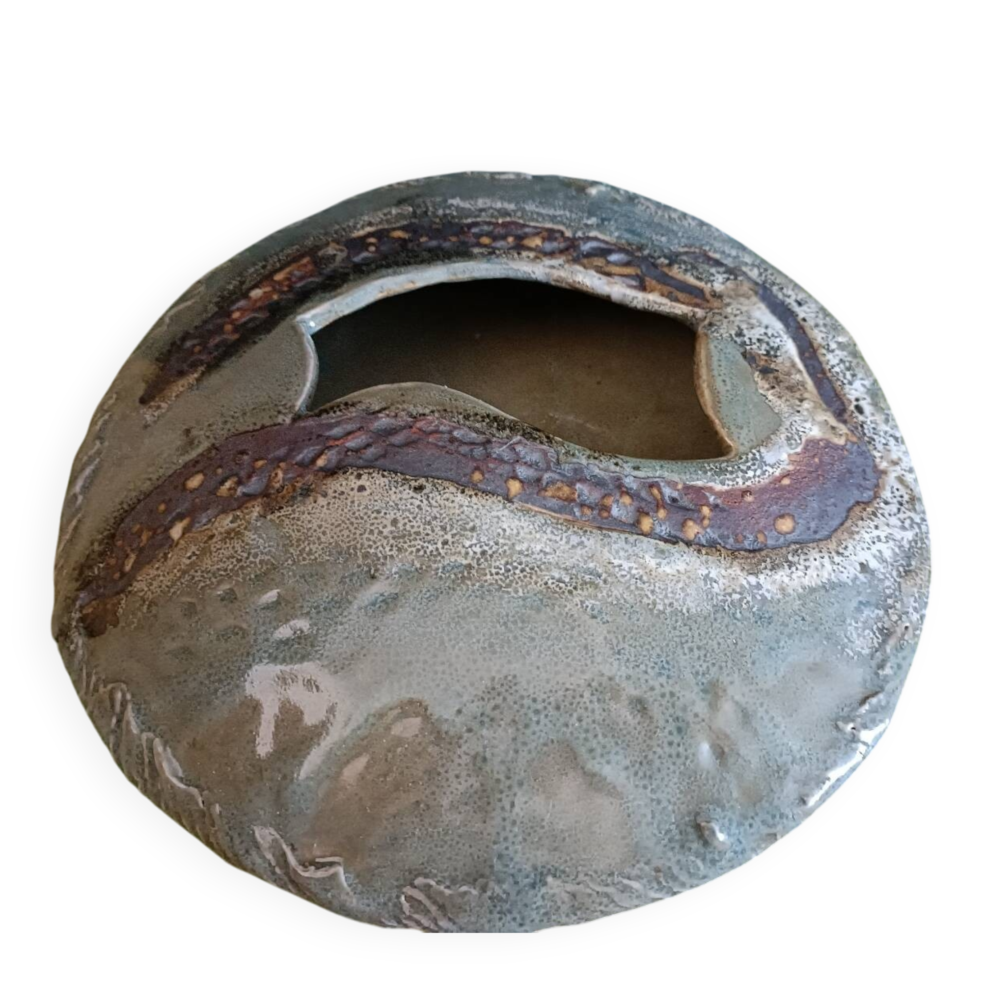 Japanese-style glazed terracotta vase