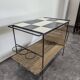 Table basse en rotin et céramique années 50