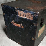 Riveted metal travel trunk