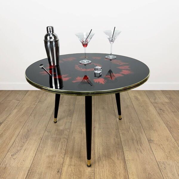 able cocktail tripode verre et bois années 50