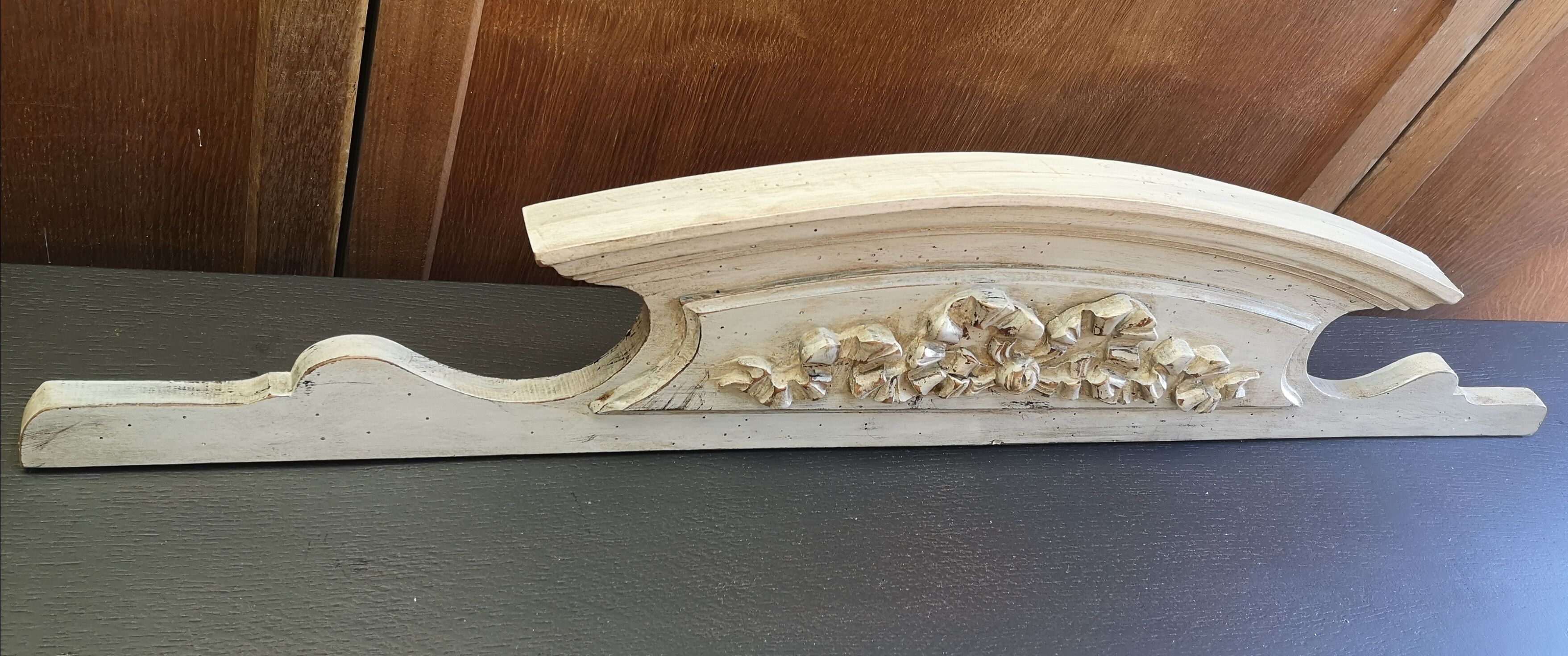 Fronton patina shabby chic gustavien 87 cm