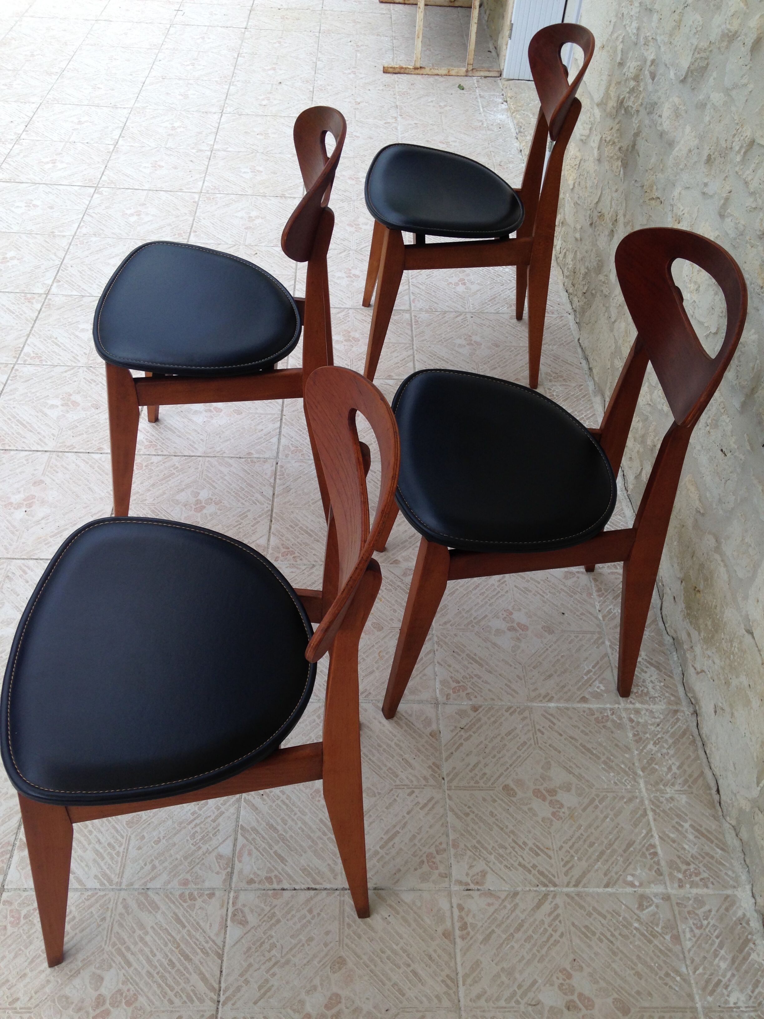 Set of 4 vintage chairs by Roger Landault for the Sentou House
