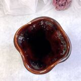 Seafoam tulipwood vase, brown and pink, Vallauris, signed PG