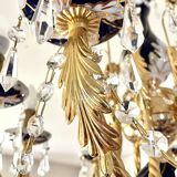 Large Russian chandelier in blue ceramic and crystal pendants, mid-20th century