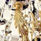 Large Russian chandelier in blue ceramic and crystal pendants, mid-20th century