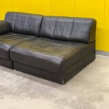 De Sede DS-76 Modular 2-Seater Sofa / Sofa Bed – Black Leather (1970s)