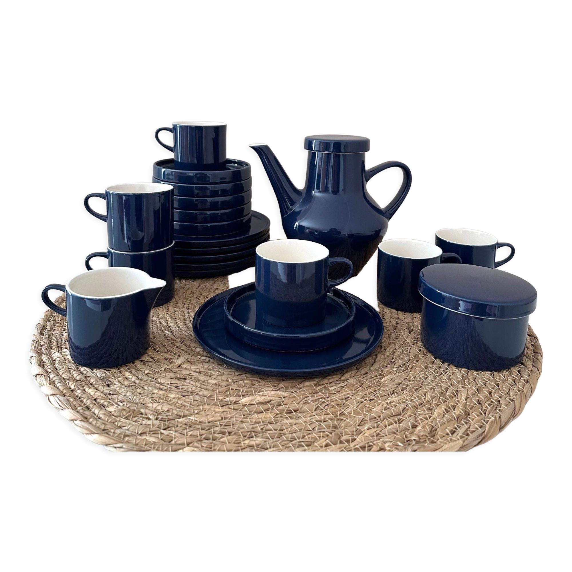 Melitta Stockholm for 6 persons, coffee set blue, 60's