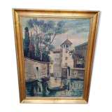 Huile sut toile "Vue de Venise", école vénitienne