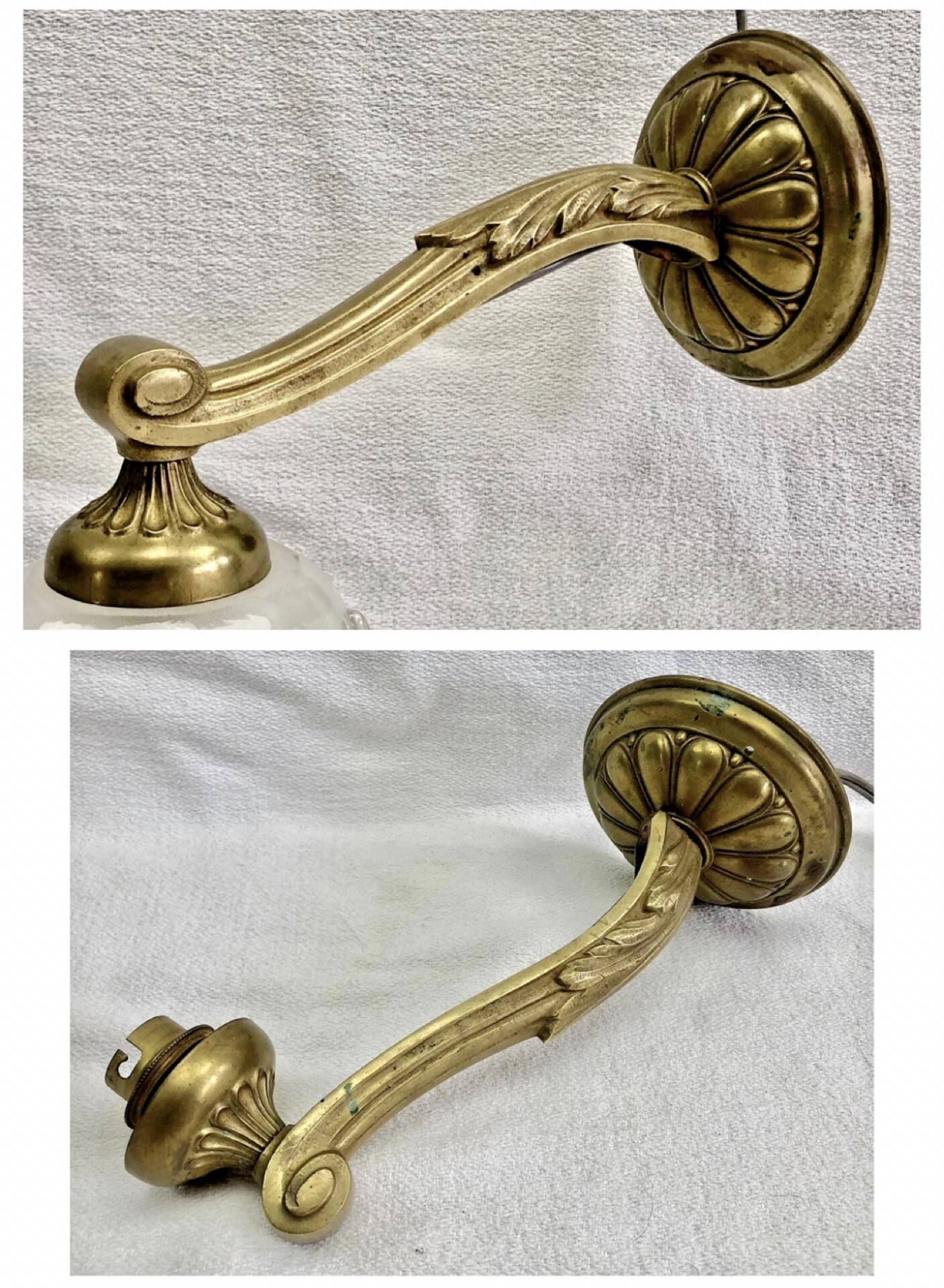 Ancienne applique bronze Art Déco 1930  vasque glaçons Ezan