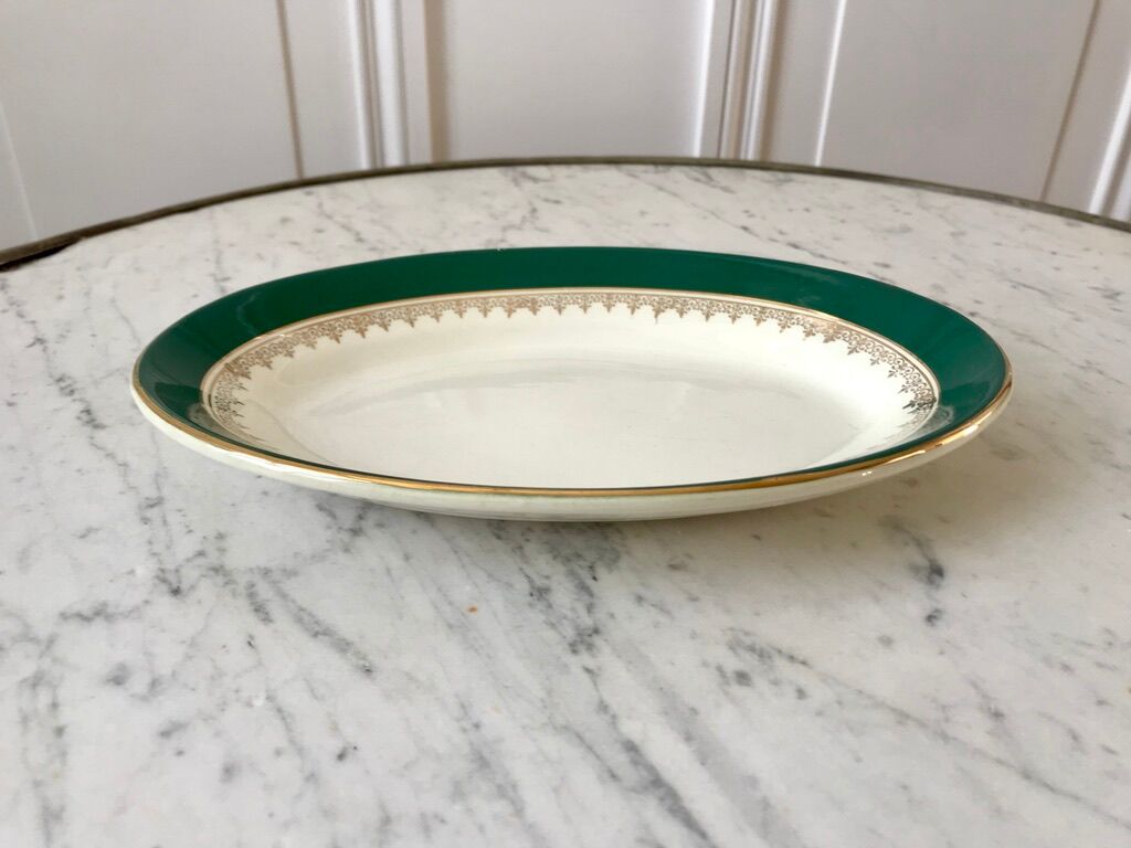 Ravier digoin sarreguemines model "martine" green and golden 50s