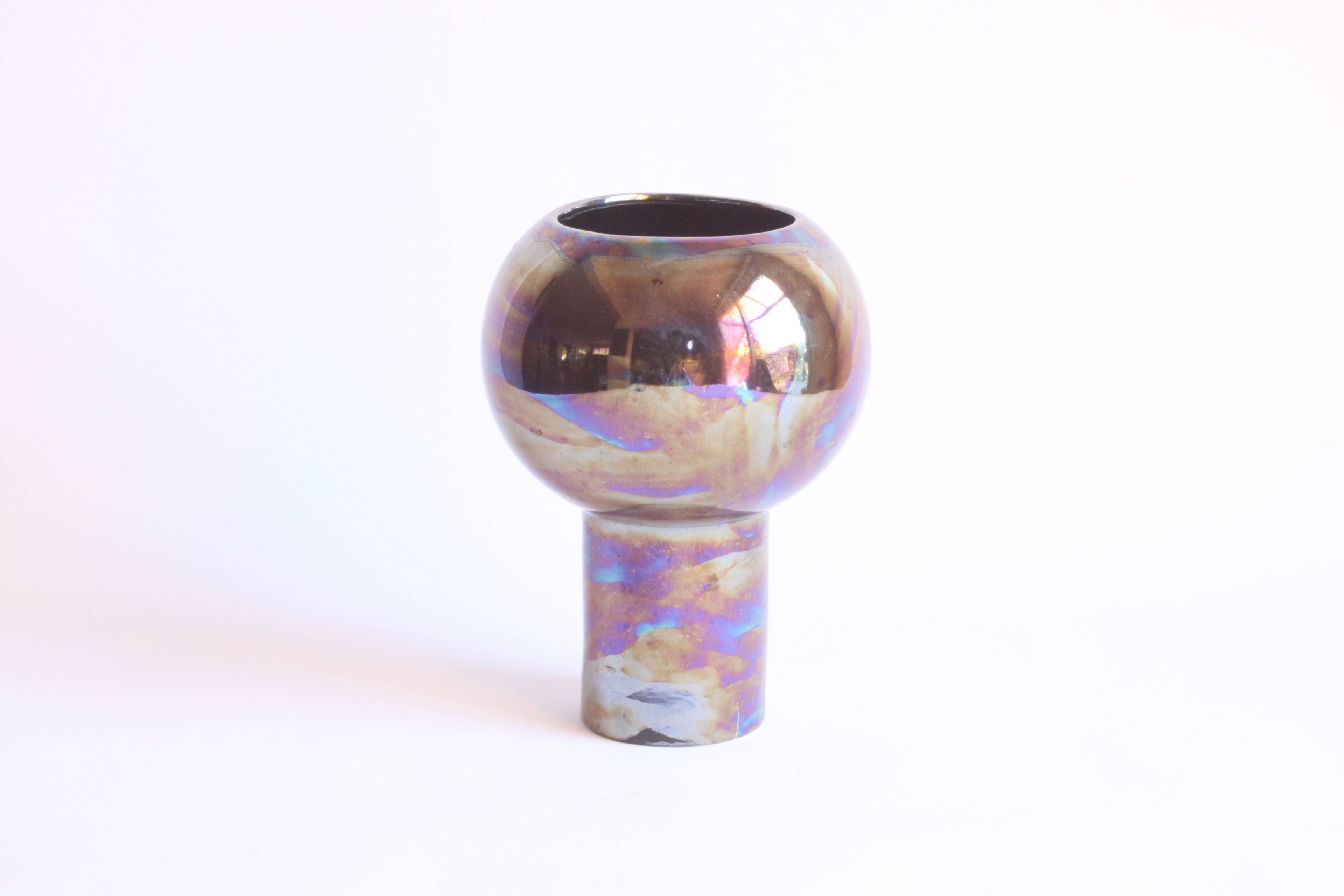 Metallic glaze ceramic vase, 1980s