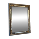 Rectangular Napoleon III mirror in moulded black and gold wood with engraved mirror decoration.