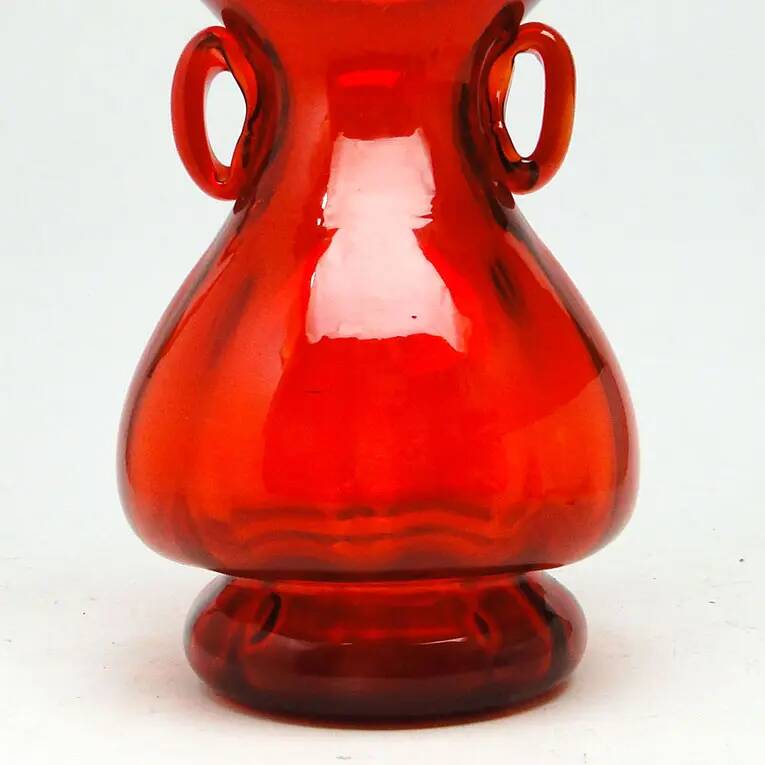 Mid-century modern vase, red glass, designed by J. Słuczan-Orkusz, Poland, 1970s