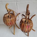 Pair of vintage rattan sconces
