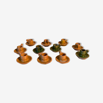11 candle holders in glazed ceramic Provence